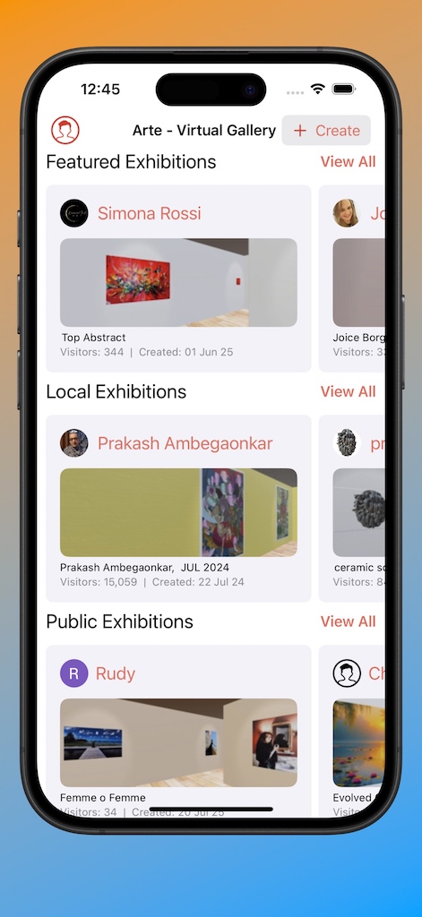 Screenshot of iPhone app exhibition listing
